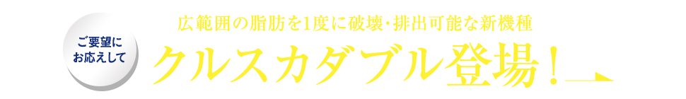 ご要望にお応えして広範囲の脂肪を1度に破壊・排出可能な新機種クルスカダブル登場！